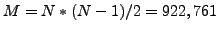 $M=N*(N-1)/2=922,761$